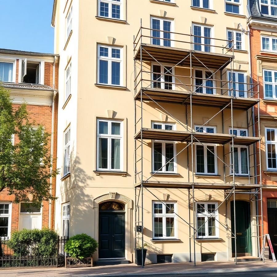 Facaderenovering af københavnsk ejendom med stillads